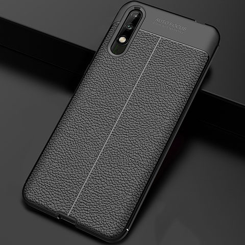 Funda Silicona Goma de Cuero Carcasa para Huawei Enjoy 10 Negro