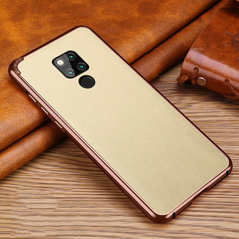 Funda Silicona Goma de Cuero Carcasa para Huawei Mate 20 X Oro