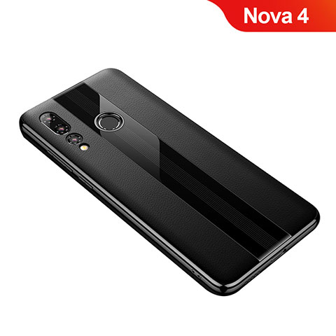 Funda Silicona Goma de Cuero Carcasa para Huawei Nova 4 Negro