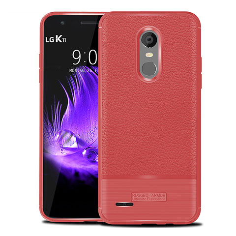 Funda Silicona Goma de Cuero Carcasa para LG K11 Rojo