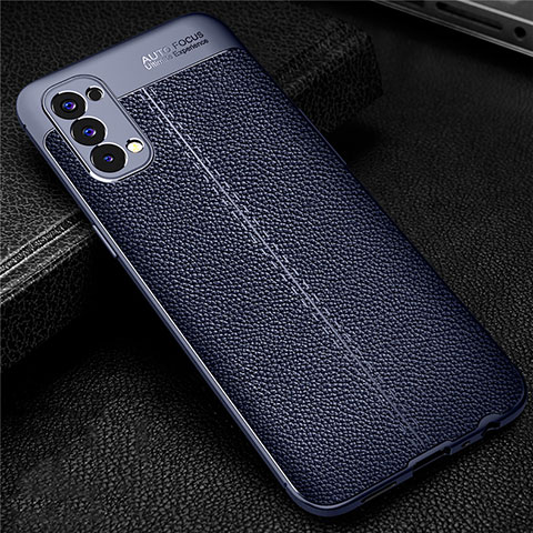 Funda Silicona Goma de Cuero Carcasa para Oppo Reno4 4G Azul