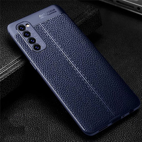 Funda Silicona Goma de Cuero Carcasa para Oppo Reno4 Pro 4G Azul