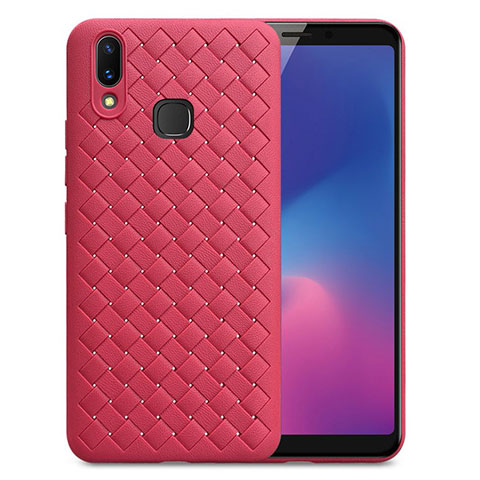 Funda Silicona Goma de Cuero Carcasa para Samsung Galaxy A6s Rojo