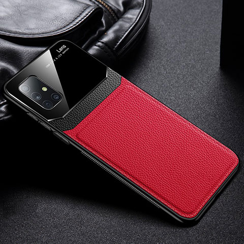 Funda Silicona Goma de Cuero Carcasa para Samsung Galaxy A71 5G Rojo