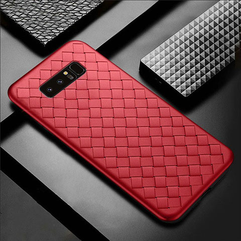 Funda Silicona Goma de Cuero Carcasa para Samsung Galaxy Note 8 Duos N950F Rojo