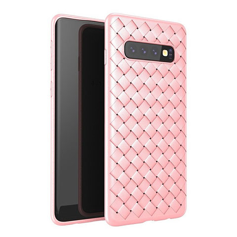 Funda Silicona Goma de Cuero Carcasa para Samsung Galaxy S10 Plus Oro Rosa