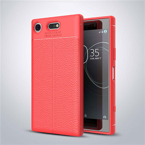 Funda Silicona Goma de Cuero Carcasa para Sony Xperia XZ1 Compact Rojo