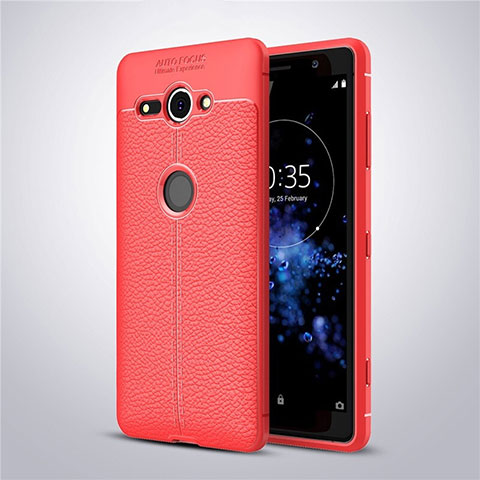 Funda Silicona Goma de Cuero Carcasa para Sony Xperia XZ2 Compact Rojo