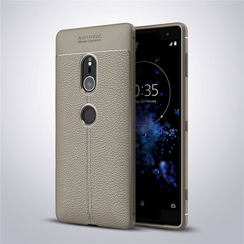 Funda Silicona Goma de Cuero Carcasa para Sony Xperia XZ2 Gris