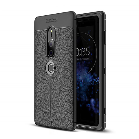 Funda Silicona Goma de Cuero Carcasa para Sony Xperia XZ2 Premium Negro