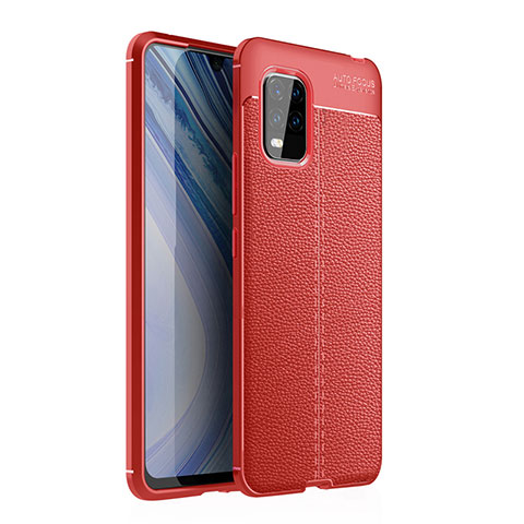 Funda Silicona Goma de Cuero Carcasa para Xiaomi Mi 10 Lite Rojo
