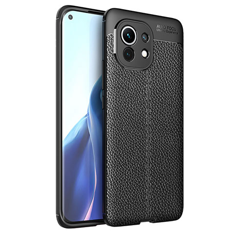 Funda Silicona Goma de Cuero Carcasa para Xiaomi Mi 11 5G Negro