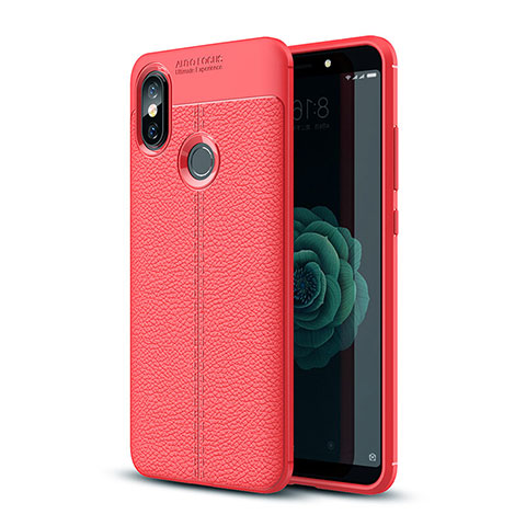 Funda Silicona Goma de Cuero Carcasa para Xiaomi Mi A2 Rojo