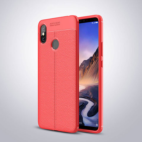 Funda Silicona Goma de Cuero Carcasa para Xiaomi Mi Max 3 Rojo