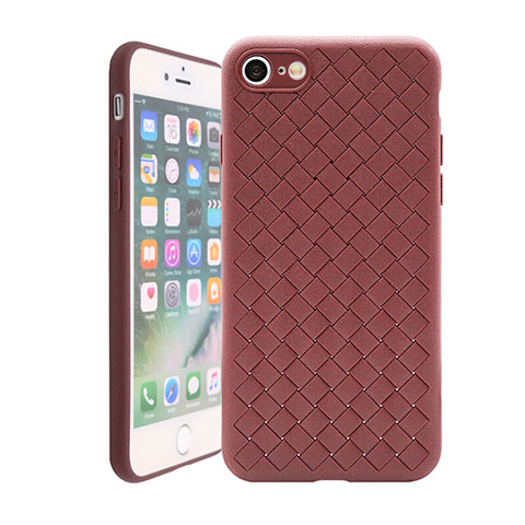 Funda Silicona Goma de Cuero Carcasa S01 para Apple iPhone 8 Marron