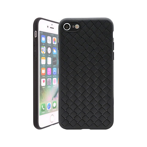 Funda Silicona Goma de Cuero Carcasa S01 para Apple iPhone SE (2020) Negro