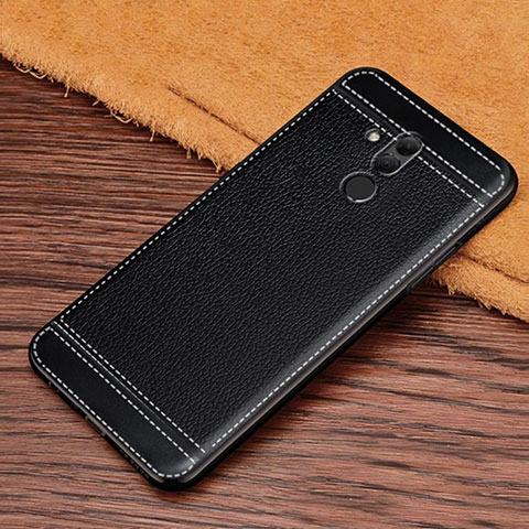 Funda Silicona Goma de Cuero Carcasa S01 para Huawei Mate 20 Lite Negro