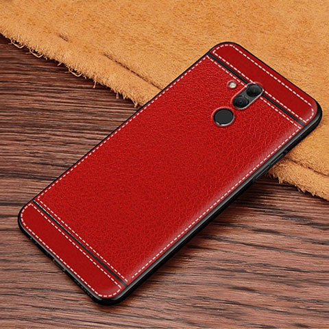 Funda Silicona Goma de Cuero Carcasa S01 para Huawei Mate 20 Lite Rojo