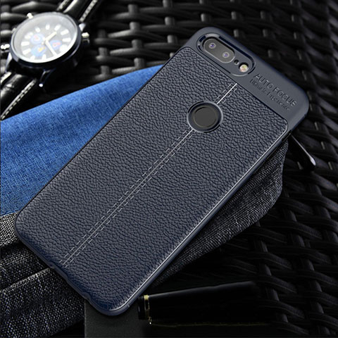 Funda Silicona Goma de Cuero Carcasa S01 para OnePlus 5T A5010 Azul