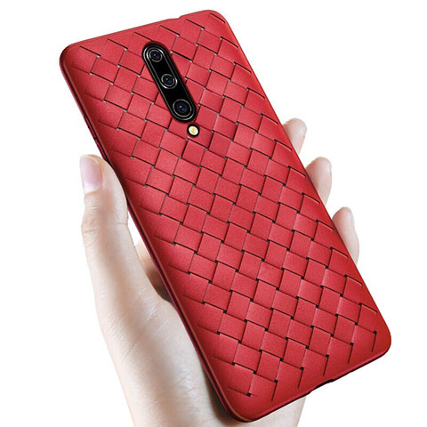 Funda Silicona Goma de Cuero Carcasa S01 para OnePlus 7 Pro Rojo