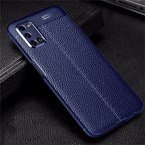 Funda Silicona Goma de Cuero Carcasa S01 para Oppo A52 Azul