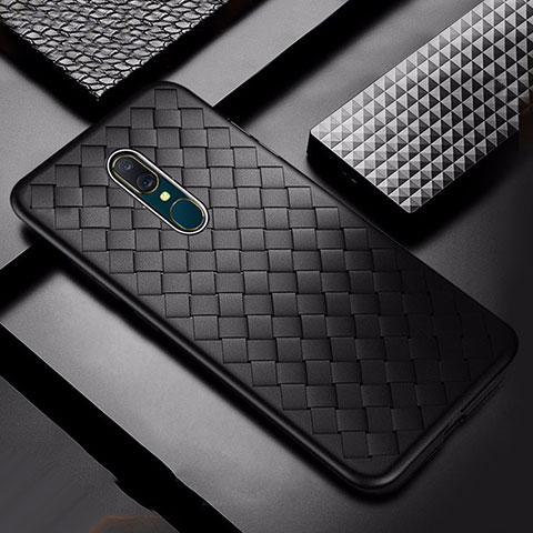 Funda Silicona Goma de Cuero Carcasa S01 para Oppo A9 Negro