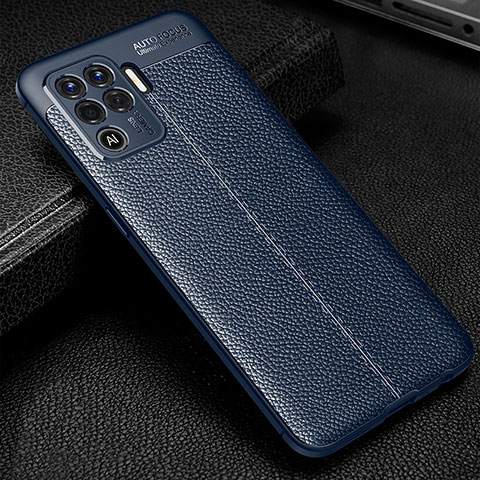 Funda Silicona Goma de Cuero Carcasa S01 para Oppo A94 4G Azul