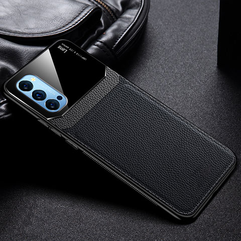 Funda Silicona Goma de Cuero Carcasa S01 para Oppo Reno4 Pro 5G Negro