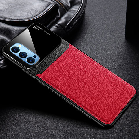 Funda Silicona Goma de Cuero Carcasa S01 para Oppo Reno4 Pro 5G Rojo