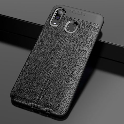 Funda Silicona Goma de Cuero Carcasa S01 para Samsung Galaxy A30 Negro