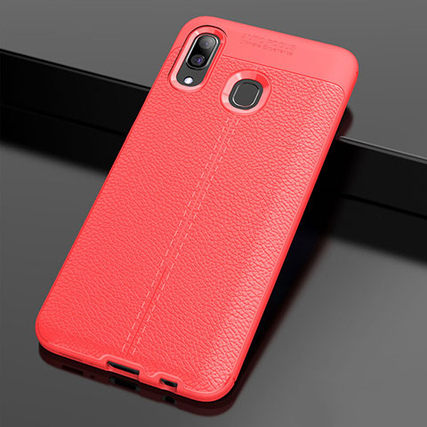 Funda Silicona Goma de Cuero Carcasa S01 para Samsung Galaxy A30 Rojo