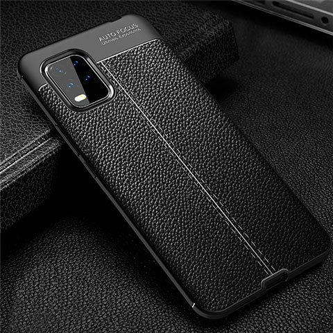 Funda Silicona Goma de Cuero Carcasa S01 para Xiaomi Mi 10 Lite Negro