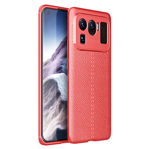 Funda Silicona Goma de Cuero Carcasa S01 para Xiaomi Mi 11 Ultra 5G Rojo