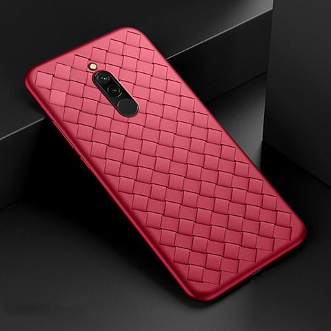 Funda Silicona Goma de Cuero Carcasa S01 para Xiaomi Redmi 8 Rojo