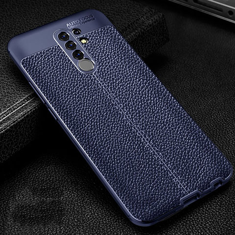 Funda Silicona Goma de Cuero Carcasa S01 para Xiaomi Redmi 9 Prime India Azul