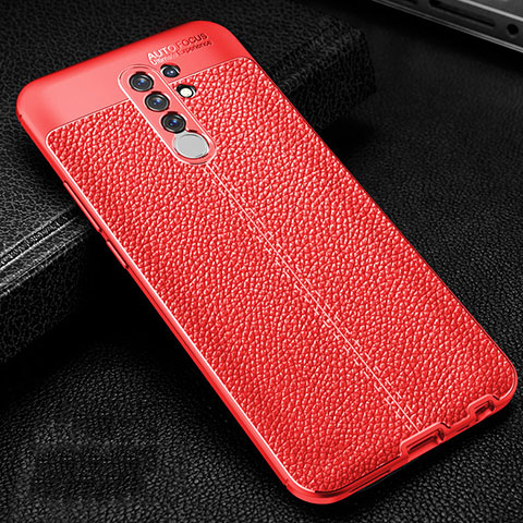 Funda Silicona Goma de Cuero Carcasa S01 para Xiaomi Redmi 9 Prime India Rojo