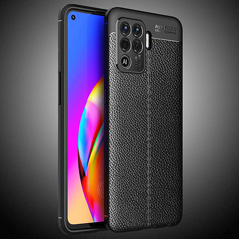 Funda Silicona Goma de Cuero Carcasa S02 para Oppo F19 Pro Negro