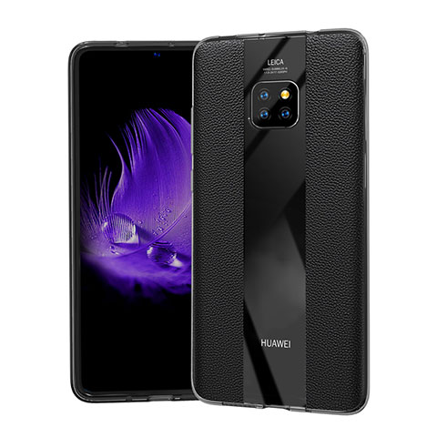 Funda Silicona Goma de Cuero Carcasa S04 para Huawei Mate 20 Pro Negro