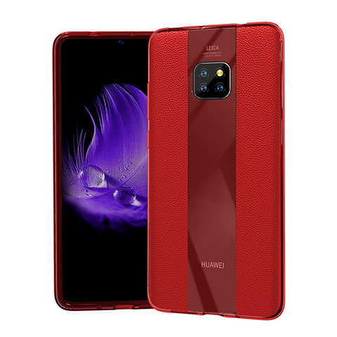 Funda Silicona Goma de Cuero Carcasa S04 para Huawei Mate 20 Pro Rojo