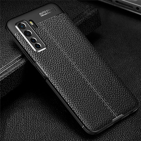 Funda Silicona Goma de Cuero Carcasa S04 para Huawei P40 Lite 5G Negro