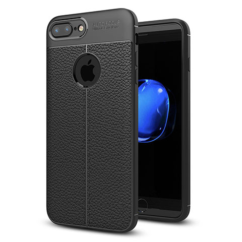 Funda Silicona Goma de Cuero Carcasa S05 para Apple iPhone 7 Plus Negro