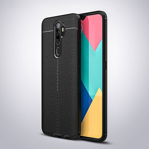 Funda Silicona Goma de Cuero Carcasa S08 para Oppo A9 (2020) Negro