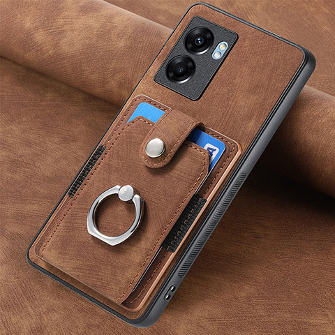 Funda Silicona Goma de Cuero Carcasa SD1 para Oppo A77 5G Marron