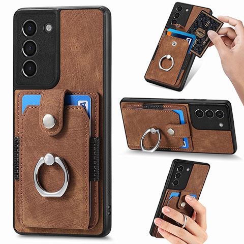 Funda Silicona Goma de Cuero Carcasa SD5 para Samsung Galaxy S21 FE 5G Marron