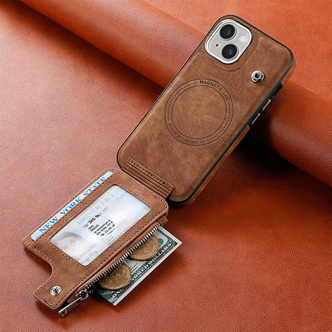 Funda Silicona Goma de Cuero Carcasa SD9 para Apple iPhone 13 Marron