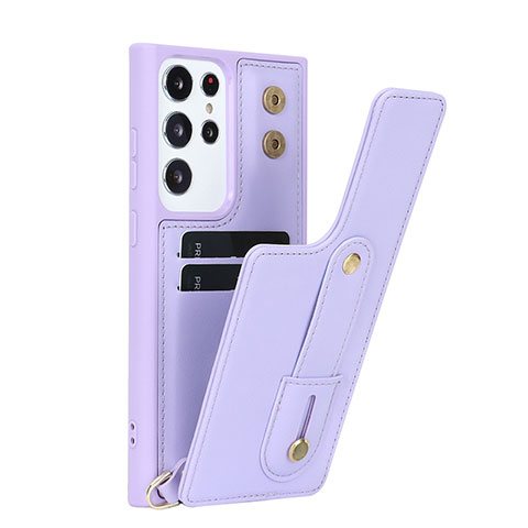 Funda Silicona Goma de Cuero Carcasa SY1 para Samsung Galaxy S22 Ultra 5G Morado