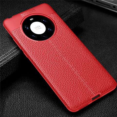 Funda Silicona Goma de Cuero Carcasa U01 para Huawei Mate 40 Pro+ Plus Rojo