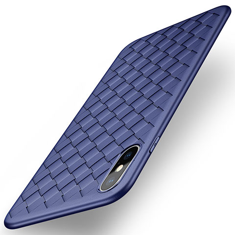 Funda Silicona Goma de Cuero para Apple iPhone Xs Max Azul