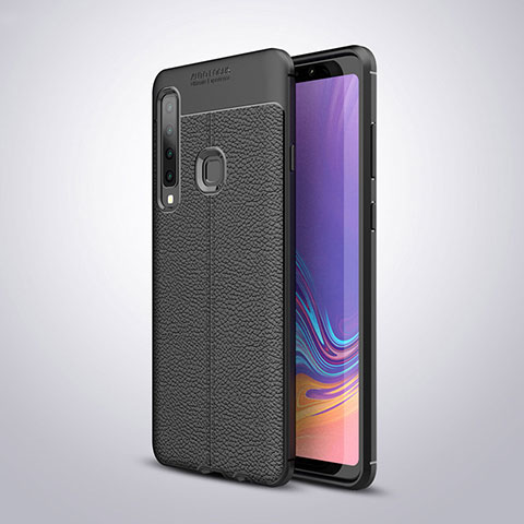 Funda Silicona Goma de Cuero para Samsung Galaxy A9 Star Pro Negro