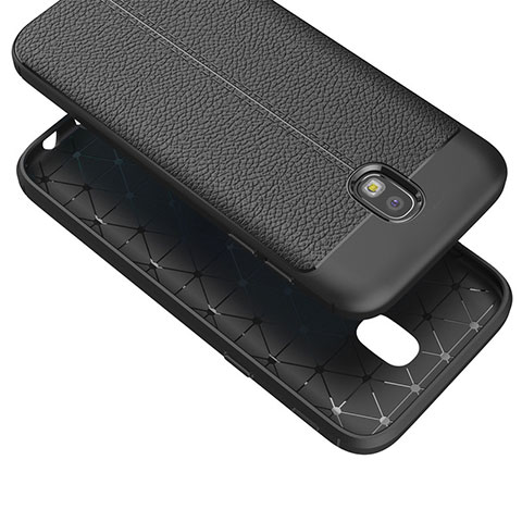 Funda Silicona Goma de Cuero Q01 para Samsung Galaxy J7 (2017) Duos J730F Negro